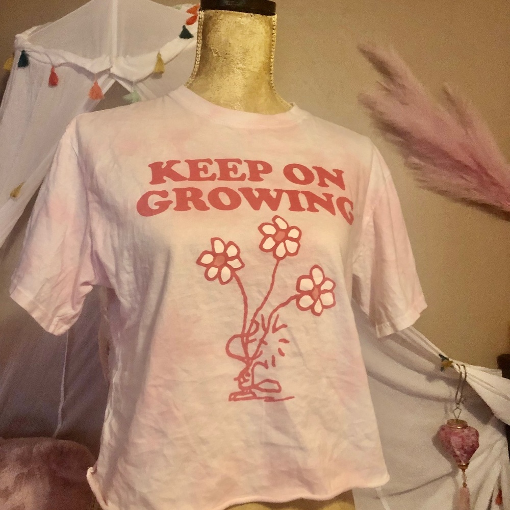 Pink crop top 100% cotton oversized size XS by Peanuts adorable for working out